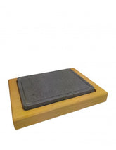 Tagliere in faggio massello con pietra lavica dim.Pietra 20x25 cm