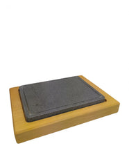 Tagliere in faggio massello con pietra lavica dim.Pietra 25x25 cm