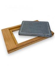 Vassoio in faggio con pietra lavica dim.Pietra 25x25 cm