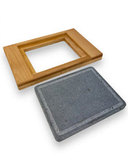 Vassoio in faggio con pietra lavica dim.Pietra 25x25 cm