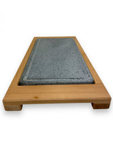 Vassoio in faggio con pietra lavica XL dim.Pietra 25x40 cm