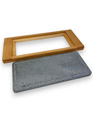 Vassoio in faggio con pietra lavica XL dim.Pietra 25x40 cm