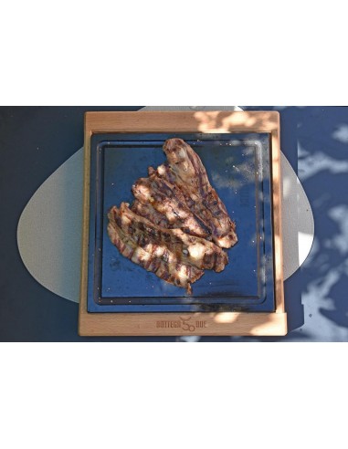 Kit Pizza In Casa Tagliere In Faggio Massello Con Piastra Di Pietra Lavica XL | Pizza Ristorante Aperitivo Bar Cucina Casa | Prodotto Artigianale | Fatto A Mano Made In Italy Madia