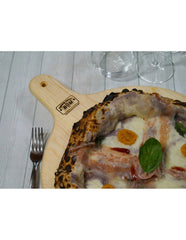 Tagliere in Legno di Pino da Portata per Pizza con Impugnatura diametro 33cm