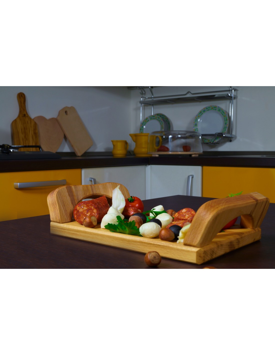 Vassoio da portata in legno di faggio massello L25xP16cm