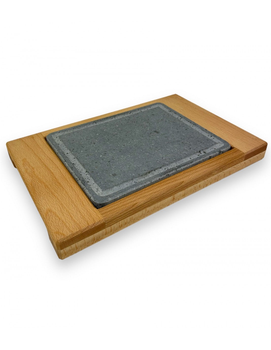 Vassoio in faggio con pietra lavica dim.Pietra 25x25 cm