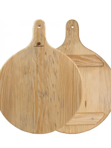 Tagliere pizza in legno di Douglas Ø33 cm con impugnatura
